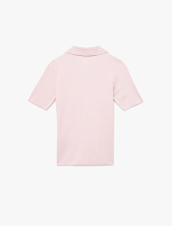 Yarım Düğmeli Kısa Kollu Triko Polo Yaka Kazak