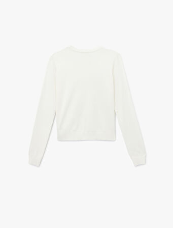 Uzun Kollu Bisiklet Yaka Taşlı Triko Kazak