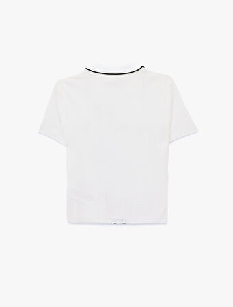 Cep Detaylı Düğmeli Polo Yaka Kısa Kollu Triko Kazak