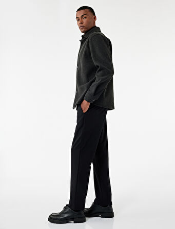 Slim Fit Cep Detaylı Düğmeli Esnek Kumaş Pantolon