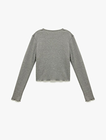 Uzun Kollu Bisiklet Yaka Triko Pijama Üstü