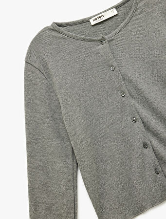 Uzun Kollu Bisiklet Yaka Triko Pijama Üstü