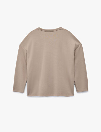 Uzun Kollu Bisiklet Yaka Rahat Kalıp Pijama Üstü