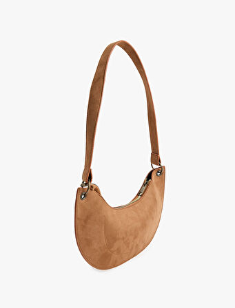 Fermuarlı Suni Süet Omuz Çantası