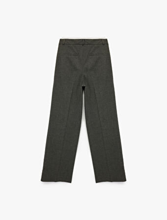 Cepli Pile Detaylı Geniş Paça Baggy Kumaş Pantolon