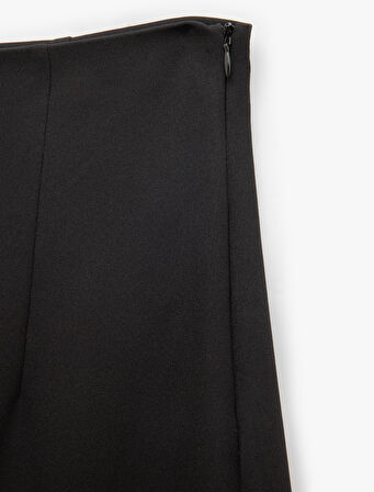 Yüksek Bel Culotte Fit Kısa Geniş Paça Kumaş Pantolon