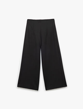 Yüksek Bel Culotte Fit Kısa Geniş Paça Kumaş Pantolon