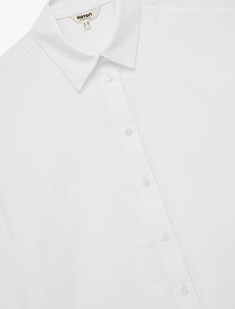 Regular Fit Pile Detaylı Uzun Kollu Poplin Gömlek