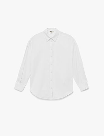Regular Fit Pile Detaylı Uzun Kollu Poplin Gömlek