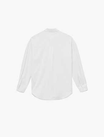 Regular Fit Pile Detaylı Uzun Kollu Poplin Gömlek