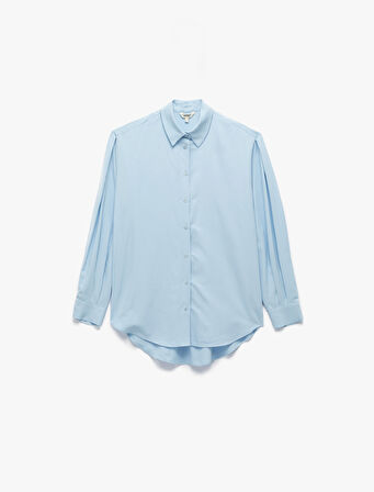 Regular Fit Pile Detaylı Uzun Kollu Poplin Gömlek