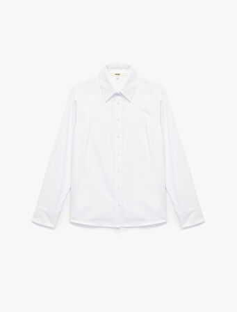 Düğmeli Uzun Kollu Regular Fit Poplin Gömlek