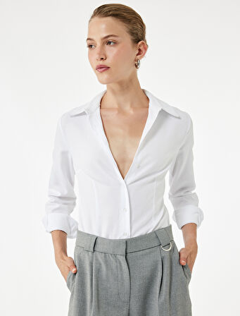 Slim Fit Uzun Kollu Klasik Yaka Poplin Gömlek