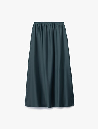 Standart Bel Regular Fit Saten Midi Etek