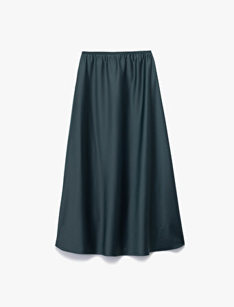 Standart Bel Regular Fit Saten Midi Etek