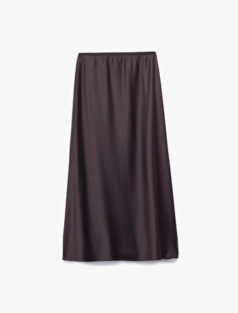Standart Bel Regular Fit Saten Midi Etek