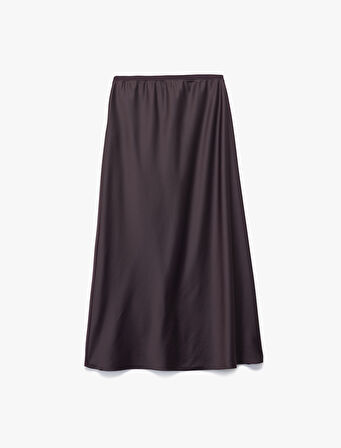 Standart Bel Regular Fit Saten Midi Etek