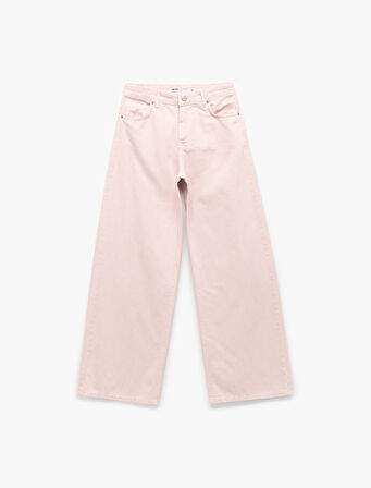 Pamuklu Bol Kesim Geniş Paça Jean Pantolon - Loose Straight Fit Jean