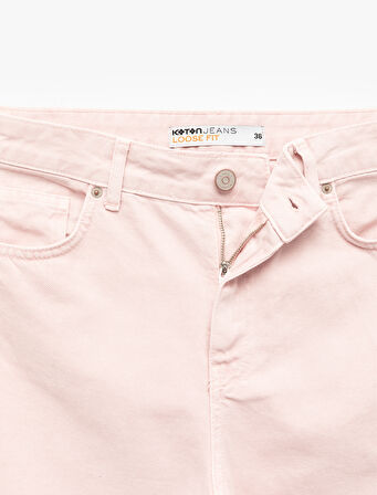 Pamuklu Bol Kesim Geniş Paça Jean Pantolon - Loose Straight Fit Jean