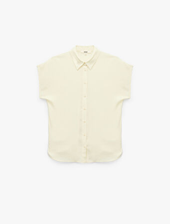 Aerobin Kumaş Klasik Yaka Kolsuz Düğmeli Saten Gömlek