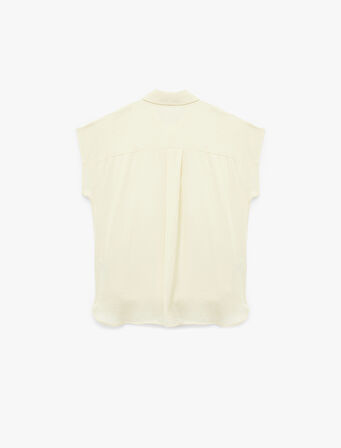 Aerobin Kumaş Klasik Yaka Kolsuz Düğmeli Saten Gömlek