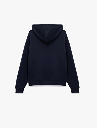 Fermuarlı Kapüşonlu Kanguru Cepli Uzun Kollu Şardonlu Oversize Spor Sweatshirt