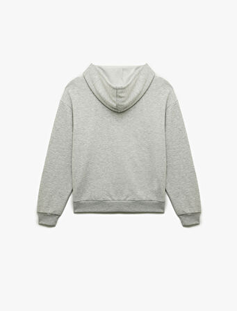 Fermuarlı Kapüşonlu Kanguru Cepli Uzun Kollu Şardonlu Oversize Spor Sweatshirt