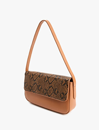 Suni Yılan Derisi Detaylı Askılı Omuz Çantası