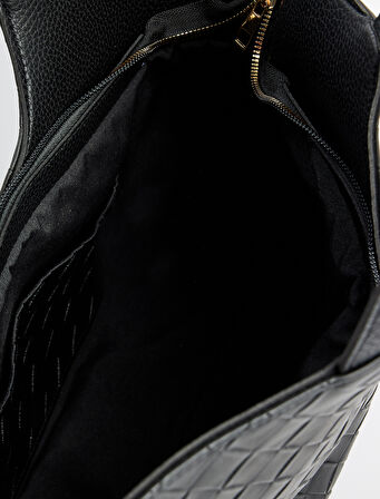 Örgü Dokulu Fermuarlı Saplı Büyük Tote Çanta