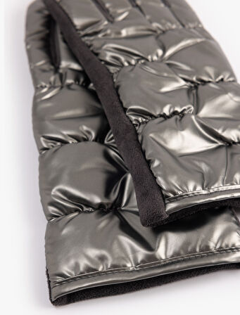 Suni Süet Metalik Parlak Görünümlü Şişme Eldiven