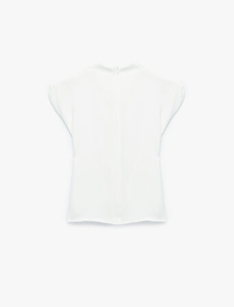 Kap Kol Düğüm Detaylı Dik Yaka Bluz