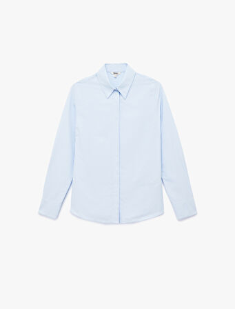 Regular Fit Klasik Yaka Uzun Kollu Poplin Gömlek