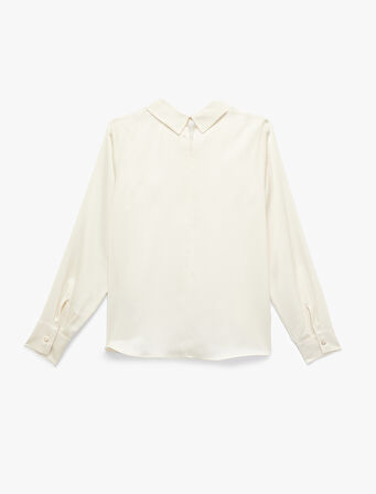 Asimetrik Yaka Uzun Kollu Saten Bluz