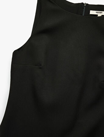 Kolsuz Bisiklet Yaka Balon Kesim Mini Elbise