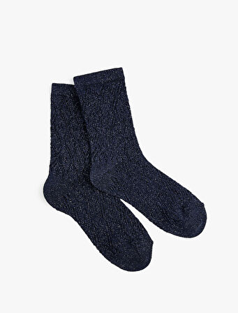 Pamuklu Metalik Detaylı Soket Çorap