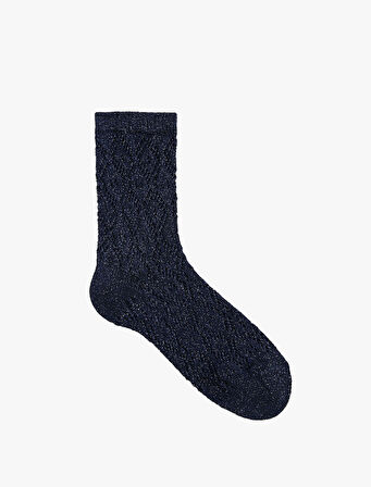 Pamuklu Metalik Detaylı Soket Çorap