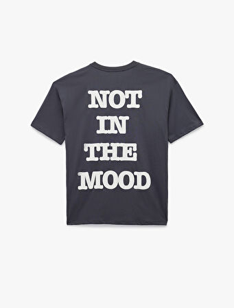 Pamuklu Kısa Kollu Bisiklet Yaka Baskılı Tişört