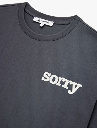 Pamuklu Kısa Kollu Bisiklet Yaka Baskılı Tişört