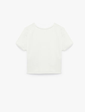 Kısa Kollu Bisiklet Yaka Pamuklu Kedi Baskılı Tişört