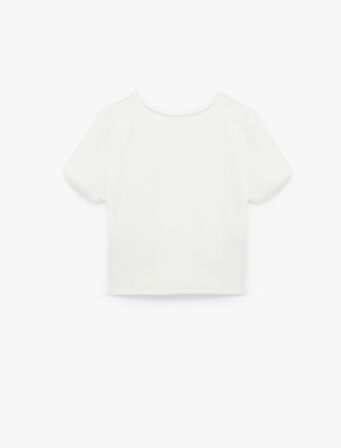 Kısa Kollu Bisiklet Yaka Pamuklu Kedi Baskılı Tişört