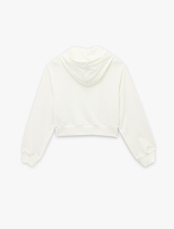 Rahat Kalıp Cep Detaylı Kapüşonlu Fermuarlı Crop Sweatshirt