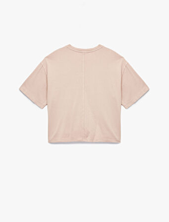 Kısa Kollu Bisiklet Yaka Pamuklu Yıkamalı Oversize Tişört