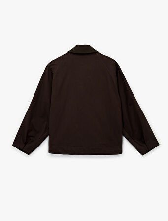 Oversize Çıtçıt Düğmeli Cep Detaylı Fermuarlı Mevsimlik Ceket