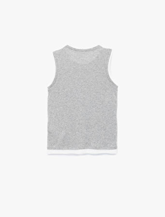 Slim Fit Bisiklet Yaka Biyeli Kolsuz Bluz
