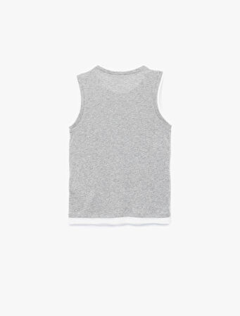 Slim Fit Bisiklet Yaka Biyeli Kolsuz Bluz