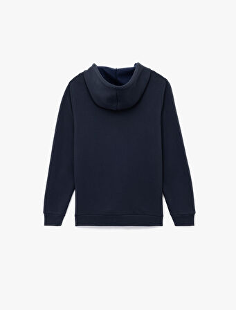 Uzun Kollu Fermuarlı Cep Detaylı Kapüşonlu Oversize Spor Sweatshirt