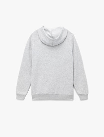 Uzun Kollu Fermuarlı Kanguru Cepli Kapüşonlu Oversize Spor Sweatshirt