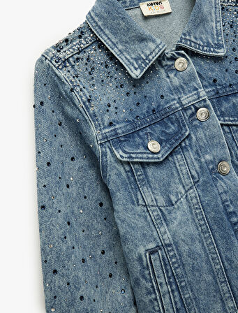 Pamuklu Kapaklı Cepli Düğmeli Uzun Kollu Denim Ceket
