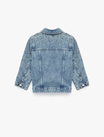 Pamuklu Kapaklı Cepli Düğmeli Uzun Kollu Denim Ceket