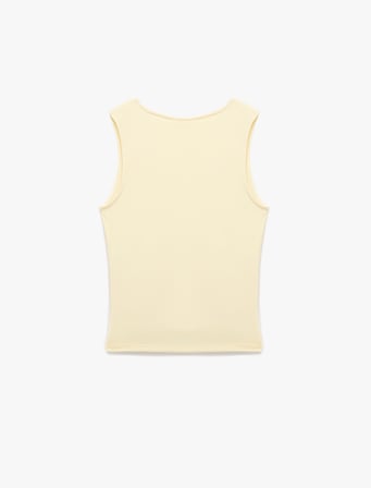 Slim Fit Bisiklet Yaka Drapeli Kolsuz Tişört